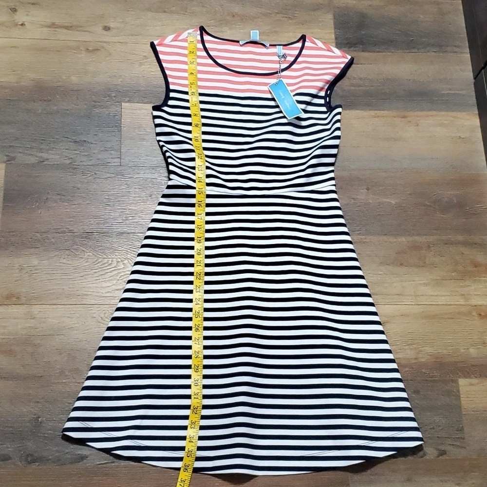 Draper James new with tag striped skater circle dress pink black